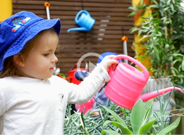 Video image of girl gardening
